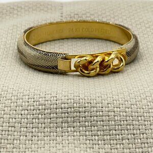 Vita Vintage 18K Gold Plated Chain Link Metallic Snakeskin Bangle Made Florence